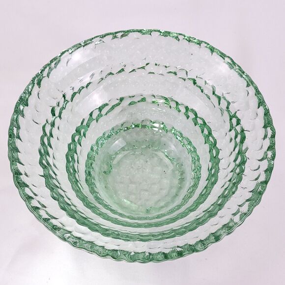 Heavy Aqua Glass Funnel Styled Bubble Glass Small Bowl - Picture 1 of 6
